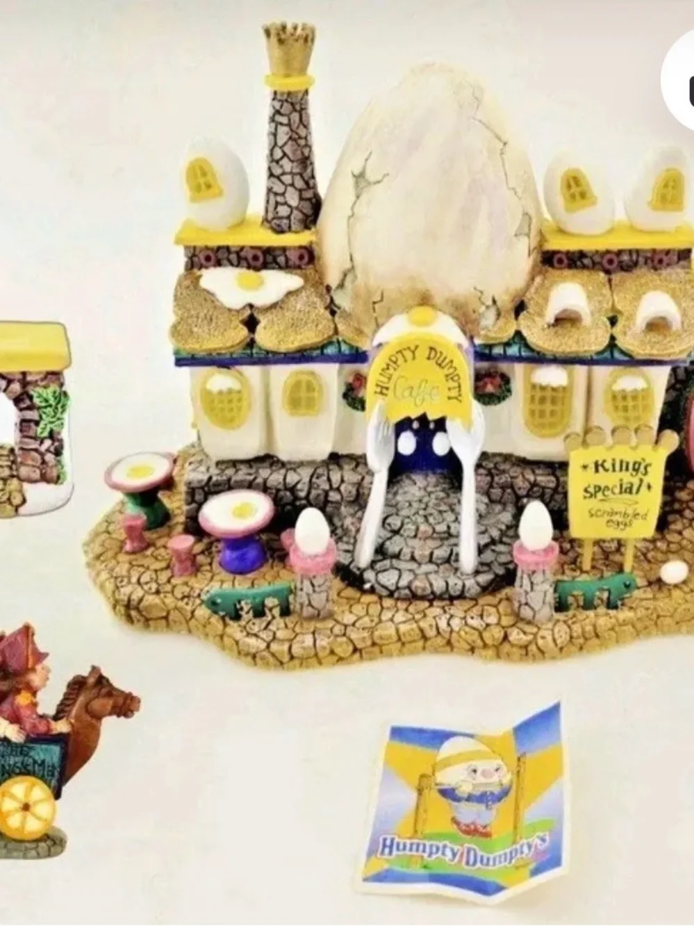 Department 56 Cream Egg Cottage with Green Roof and Gold Accents